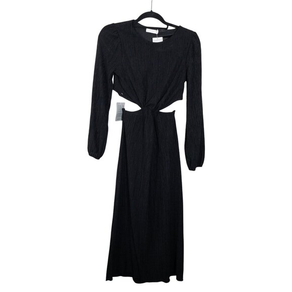 NWT Nordstrom Lush Black Long Sleeve Cut Out Dress SZ S Midi - Picture 1 of 9